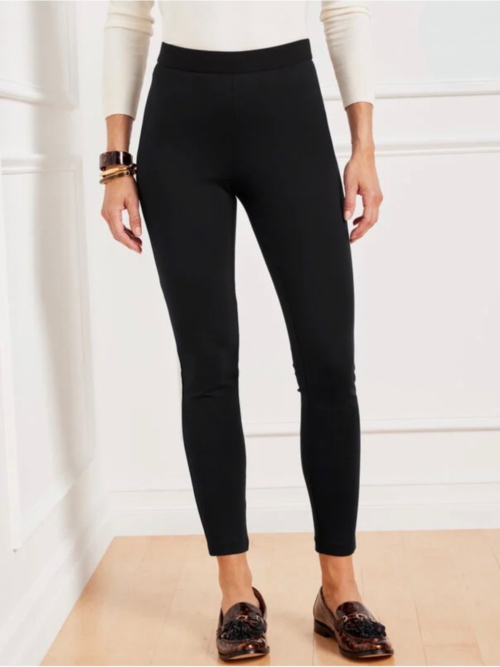 Talbots Black Soho Ankle Leggings Pull Up Pants Size 8